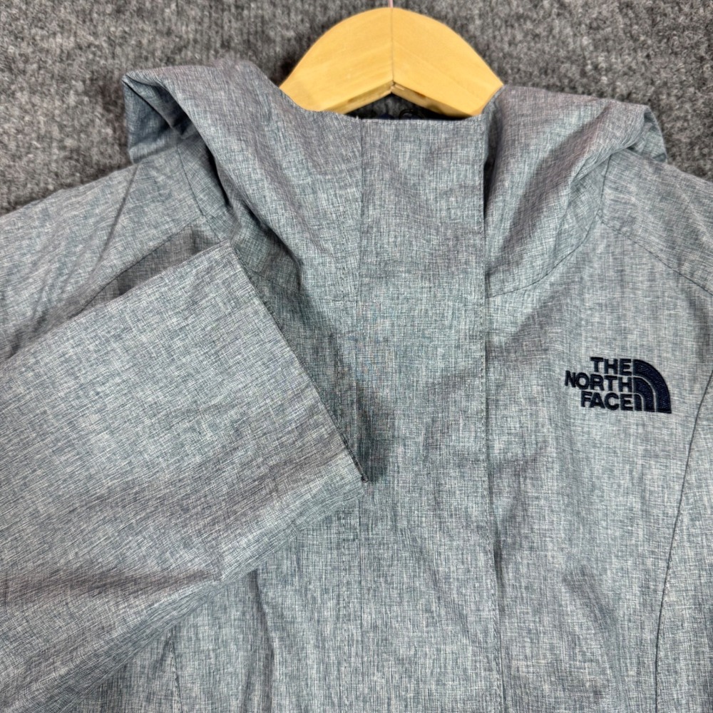 The North Face DryVent Hooded Rain Jacket Parka Womens Medium Grey Polyester EUC